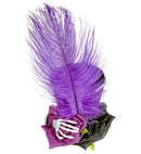 Mini Top Hat With Skeleton Hand, 2 Roses & Feathers