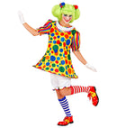Clown  Dress With Hooped Hemline, Pantaloons, Pom Pom Hair Elastics 
