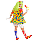 Clown  Dress With Hooped Hemline, Pantaloons, Pom Pom Hair Elastics 