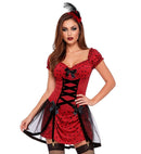 Cabaret Girl  Dress With Attached Garters, Hair Comb With Feathers 