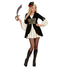 Pirate Captain Lady  Dress With Jacket, Mini Tricorn Hat 