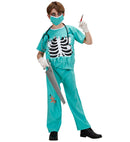 Scary Surgeon  Shirt With Bones Chest, Pants, Face Mask 