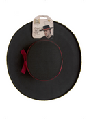 Spanish Hat Black with Gold Trim Red Band and Cord Zorro Costume Accessory 3