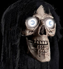 Talking Hooded Skull With Moving Jaw & Light Up Eyes Sound Sensor Activated - 70 Cm - Speaks 3 Different Rhymes