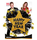 Gold Happy New Year Brooch