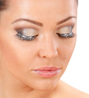 Silver  Eyelashes In Box With Glass Bottle Glue