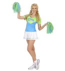 Cheerleader Green/Light Blue  Dress, 2 Pom Poms 