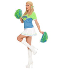 Cheerleader Green/Light Blue  Dress, 2 Pom Poms 