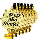 Set Of 6 Gold Feliz Año Nuevo Sounding Blow-Outs