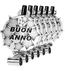 Set Of 6 Silver Buon Anno Sounding Blow-Outs
