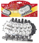 Set Of 6 Silver Buon Anno Sounding Blow-Outs