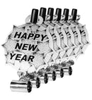 Set Of 6 Silver Happy New Year Sounding Blow-Outs