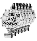 Set Of 6 Silver Feliz Año Nuevo Sounding Blow-Outs