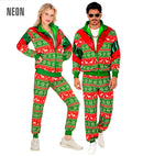 Green-Red Merry Christmas Party Fashion Tracksuit  Jacket, Pants 