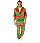 Green-Red Merry Christmas Party Fashion Tracksuit  Jacket, Pants 