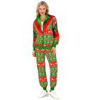 Green-Red Merry Christmas Party Fashion Tracksuit  Jacket, Pants 