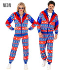 Blue-Red Merry Christmas Party Fashion Tracksuit  Jacket, Pants 