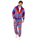 Blue-Red Merry Christmas Party Fashion Tracksuit  Jacket, Pants 