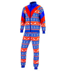 Blue-Red Merry Christmas Party Fashion Tracksuit  Jacket, Pants 