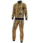 Gold Metallic Animalier Party Fashion Tracksuit  Jacket, Pants 