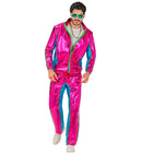 Pink Metallic Electronic Dance Music Party Fashion Tracksuit  Jacket, Pants 
