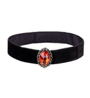 Black Velvet Choker With Red Stone
