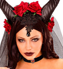 Black Velvet Choker With Red Stone