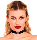 Black Velvet Choker With Red Stone