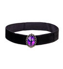 Black Velvet Choker With Purple Stone