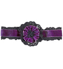 Purple Velvet Choker With Flower And Lace Decoration