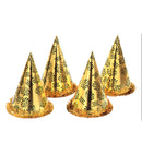 Gold Happy New Year Cone Hat Withfringe H 28 Cm