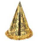 Gold Feliz Año Nuevo Cone Hat With Fringe H 28 Cm