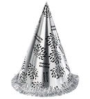 Silver Buon Anno Cone Hat With Fringe H 28 Cm