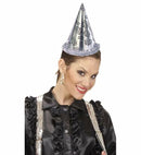 Silver Buon Anno Cone Hat With Fringe H 28 Cm