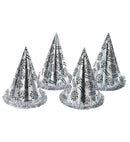 Silver Bonne Année Cone Hat With Fringe H 28 Cm