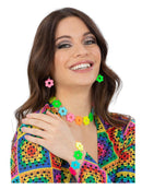 Neon Flower Power Jewellery Set Necklace Bracelet Earrings 1