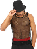 90s Black String Vest Unisex Fishnet Tank Top 1
