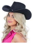 Black Cowboy Hat Felt with Cord Cowgirl Costume 1
