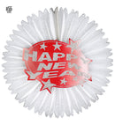 Red  Happy New Year Paper Fan Ø 55 Cm