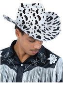 Cow Print Cowboy Hat with Cord Cowgirl Costume Accessory 1