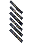 Hen Party Funny Sashes 6 Pack Black and Gold 1