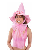 Pink Floral Good Witch Hat with Mesh Bow 1