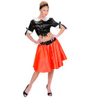 Red Satin Skirt With Sewn-In Petticoat