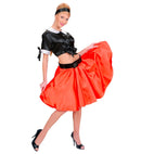 Red Satin Skirt With Sewn-In Petticoat