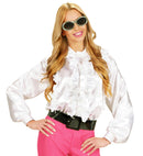 Satin White Ruffle Shirt