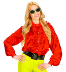 Satin Red Ruffle Shirt