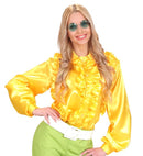Satin Ruffle Shirt 3 Colors Ass.: Pink, Orange, Yellow