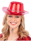 Red Metallic Cowboy Hat Cowgirl Adult Costume Accessory 1