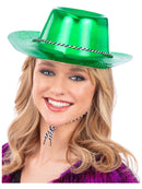 Green Metallic Cowboy Hat with Cord Cowgirl Costume Accessory 1