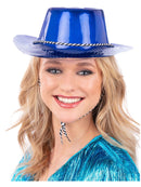 Blue Metallic Cowboy Hat Adult Cowgirl Costume Accessory 1